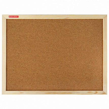 Доска пробковая для объявлений 45х60 см, деревянная рамка, BRAUBERG Wood, 238310
