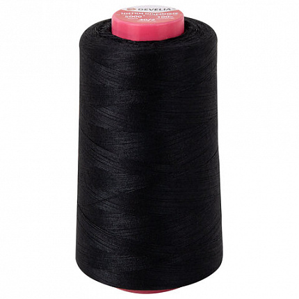 Нитки швейные 40/2 5000 ярд. (4572 м), Набор 4 черных, DEVELIA (ДЕВЕЛИА), 665428