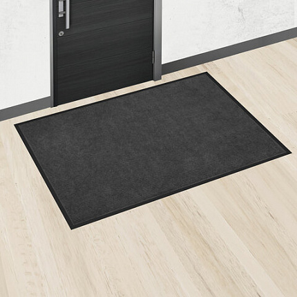 Коврик придверный 80х120 см, СЕРЫЙ, влаго-грязезащитный, 430 г/м2, ребристый, ЛЮБАША СТАНДАРТ, 701037