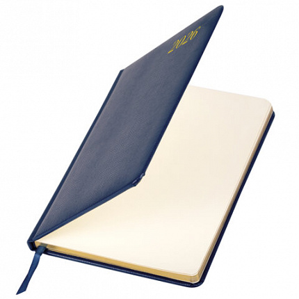 Еженедельник датированный 2026, А5, 145х215 мм, BRAUBERG "Iguana", под кожу, синий, 117170