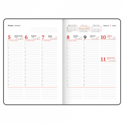 Еженедельник датированный 2026 БОЛЬШОЙ ФОРМАТ 210х297 мм, А4 BRAUBERG "Wood", под кожу, бордо, 117159