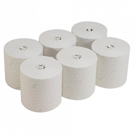 Полотенца бумажные рулонные KIMBERLY-CLARK Scott, КОМПЛЕКТ 6шт, 350м, белые, арт. 6691