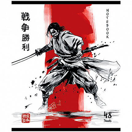 Тетрадь А5 48л. ПЗБМ скоба, клетка, TWIN лак, Самурай, (5 видов), 24109