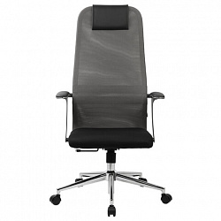 Кресло офисное BRABIX PREMIUM "Ultimate EX-801" хром, плотная двойная сетка Х2, черное/серое, 532918