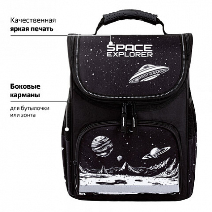 Ранец ПИФАГОР BASIC, 1 отделение, 3 кармана, эргономичная спинка, "Space invader", 35х28х18 см, 273140