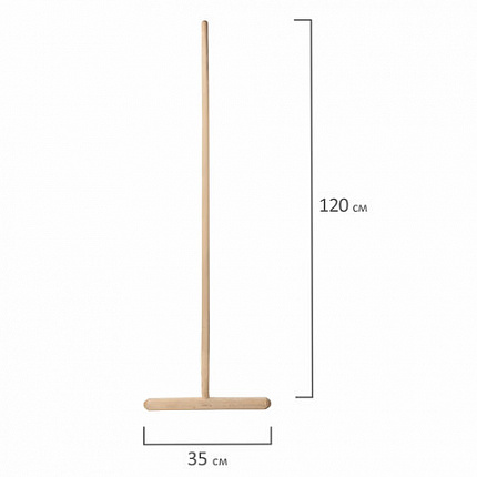 Швабра для пола деревянная, длина черенка 120 см, рабочая часть 35 см