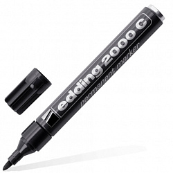 Маркер перманентный (нестираемый) EDDING 2000, ЧЕРНЫЙ, круглый наконечник, 1,5-3 мм, алюминиевый корпус, E-2000C/1, Е-2000/C001