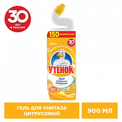 Средство для уборки туалета 900 мл ТУАЛЕТНЫЙ УТЕНОК "Цитрусовый", 696895