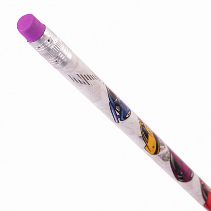 Карандаш чернографитный ЮНЛАНДИЯ "МАШИНКИ", 1 шт., HB, с ластиком, корпус с печатью, 181781