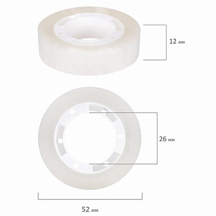 Клейкие ленты 12 мм х 33 м канцелярские STAFF CLASSIC, КОМПЛЕКТ 12 шт., прозрачные, 271259