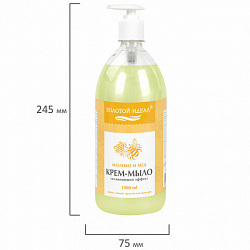 Мыло-крем жидкое 1 л, ЗОЛОТОЙ ИДЕАЛ "Молоко и мёд", дозатор, 609427