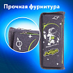Пенал мягкий ЮНЛАНДИЯ, 2 отделения, полиэстер, "Cosmonaut", серый, 21х6х9 см, 270275