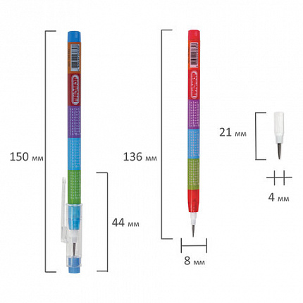 Карандаш сегментный ПИФАГОР "Таблица умножения", HB, корпус ассорти, с ластиком, 181482