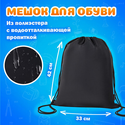 Папка на молнии с ручками А4, мешок для обуви 42х33 см, пенал 20х10 см, черный, НАБОР BRAUBERG, 273288