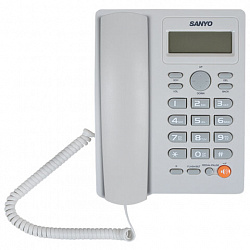 Телефон SANYO RA-S306W, спикерфон, память 50 номеров, тональный / импульсный режим, белый