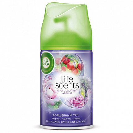 Сменный баллон 250 мл, AIRWICK LifeScents "Волшебный сад", для автоматических освежителей, универсальный
