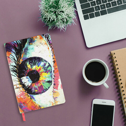 Ежедневник недатированный А5 (138х213 мм), BRAUBERG VISTA, под кожу, гибкий, 136 л., "Eye", 112004