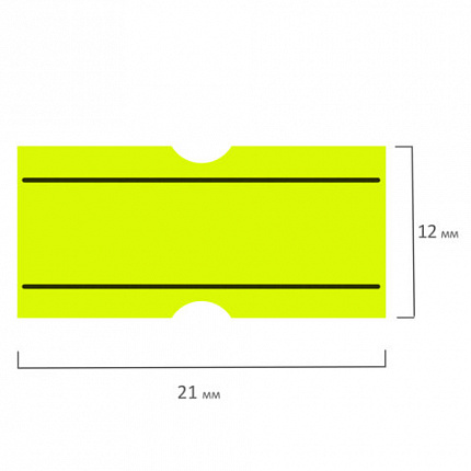 Этикет-лента 21х12мм прямоугольная желтая с черной полосой КОМПЛЕКТ 5 рул. по 600 шт, 115511