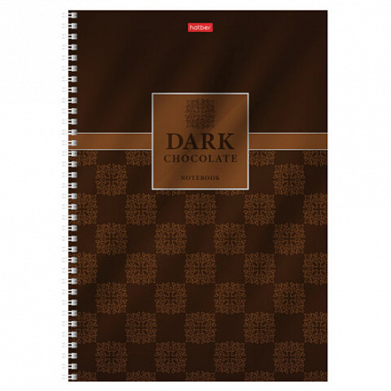 Тетрадь А4 96 л., HATBER, гребень, клетка, металлизированный картон, выборочный лак, "Chocolate" (микс), 083451, 96Т4мтлВ1гр