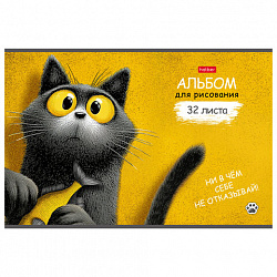 Альбом д/рис. А4 32л., скоба, рельефный картон, HATBER, 205х290мм, Пушистый философ(5, 32А4тВ