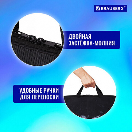 Папка на молнии с ручками BRAUBERG А4, 1 отделение, полиэстер, 20 мм, "Не бойся", 271478
