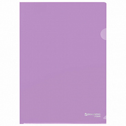 Папка-уголок жесткая, непрозрачная, А4, цвет лиловый, 0,15 мм, BRAUBERG PASTEL, 272890
