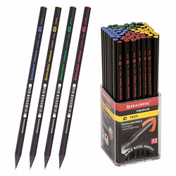 Карандаш чернографитный BRAUBERG "PREMIUM TURKEY", 1 шт., "Trios", НВ, ассорти, дисплей, 181572