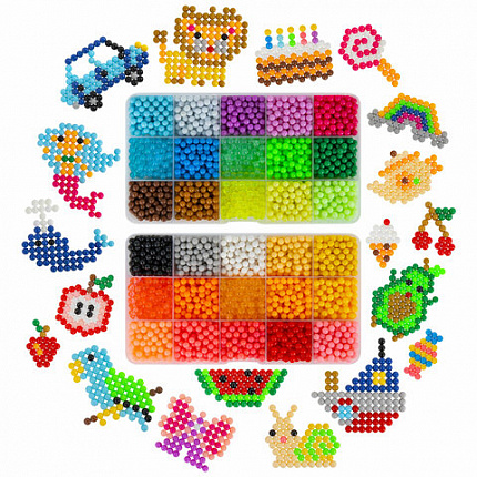 Аквамозаика 30 цветов 3000 бусин, с трафаретами, инструментами и аксессуарами, BRAUBERG KIDS, 664915