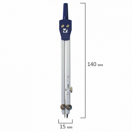 Готовальня BRAUBERG "Student Oxford", 5 предметов: циркуль 140 мм, 2 вставки, держатель, грифель, 210337