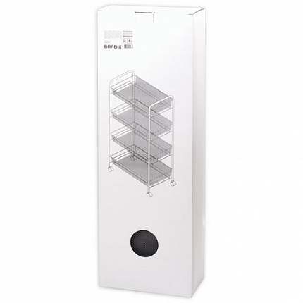 Этажерка (тележка) BRABIX офисно-бытовая 4 яруса, на колесах, металл, серебристая, 43,5х26х83,5 см, 603754