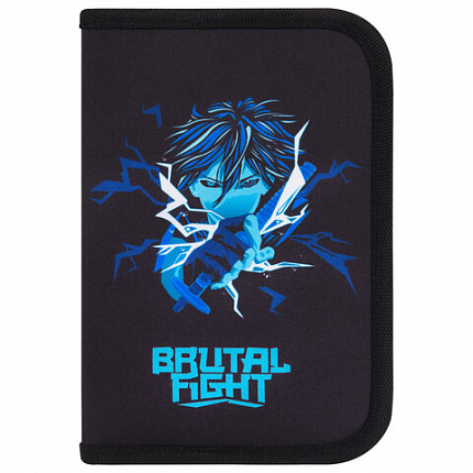 Пенал BRAUBERG с наполнением, 1 отделение, 1 откидная планка, 24 предмета, 21х14 см, Anime fight, 272354