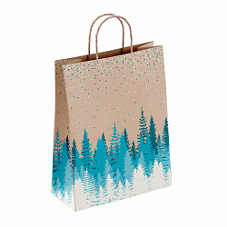 Крафт-пакет бумажный "Лес" 26х15х35 см, с кручеными ручками, плотность 80 г/м2, 112498