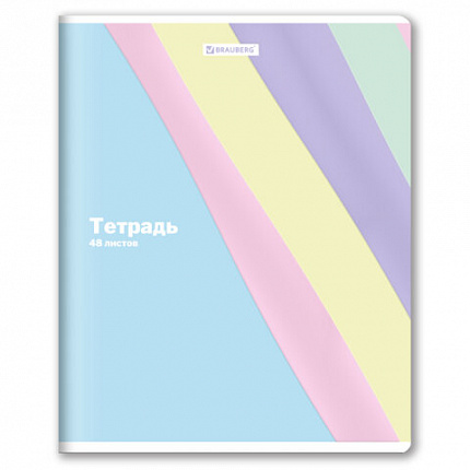 Тетрадь А5 48л. BRAUBERG скоба, клетка, выборочный лак, PASTEL, 405189