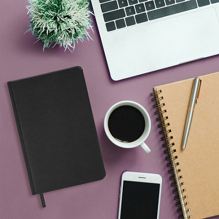 Ежедневник недатированный А5 138х213 мм BRAUBERG "Iguana" под кожу, 160 л., черный, 125089