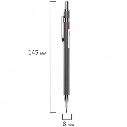 Карандаш механический 0,5 мм, HB, BRAUBERG CHROME, металлический корпус, ластик,181977