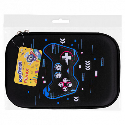 Пенал ЮНЛАНДИЯ большой, 1 отделение, 1 откидная планка, карман, полиэстер/EVA, 22х15х5 см, "Lucky gamer", 273196