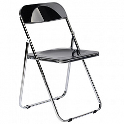 Стул складной глянцевый черный BRABIX "Style CF-015", хромированный каркас, пластик, 533248