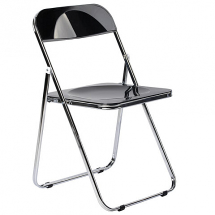 Стул складной глянцевый черный BRABIX "Style CF-015", хромированный каркас, пластик, 533248