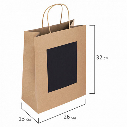 Пакет подарочный КОМПЛЕКТ 7 штук, 26x13x32 см, скретч-слой + стилус, "Brown Kraft", ЗОЛОТАЯ СКАЗКА, 591968