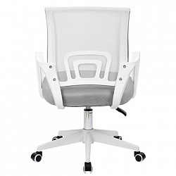 Кресло CROMEX (КРОМЕКС) "Top CH-695W", с подлокотниками, пластик белый, сетка/ткань TW, серое, 533067