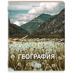 Тетрадь предметная КЛАССИКА ПРИРОДА 48 л., обложка картон, ГЕОГРАФИЯ, клетка, подсказ, BRAUBERG, 405086