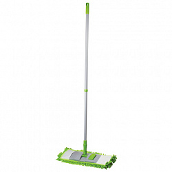 Швабра с флаундером 40 см, телескопический черенок 70-120 см, еврорезьба, МОП из микрофибры букли "СИНЕЛЬ" (ТИП К), ЛЮБАША, 603602