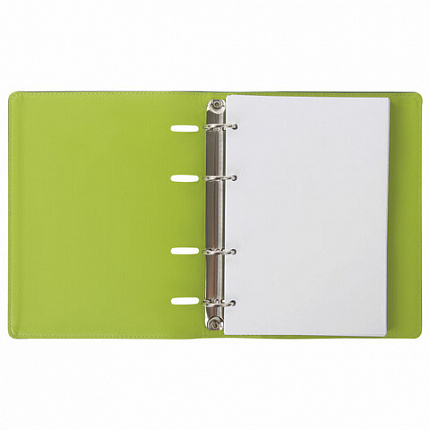 Тетрадь на кольцах А5 (180х220 мм), 120 листов, под кожу, клетка, BRAUBERG "Joy", зелёный/светло-зелёный, 129991