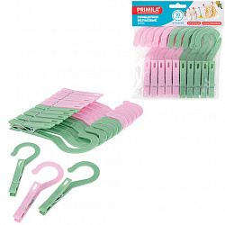 Прищепки бельевые с крючком 13 см, КОМПЛЕКТ 10 штук, пластик, ассорти, PRIMILA (ПРИМИЛА) EXTRA, 700519