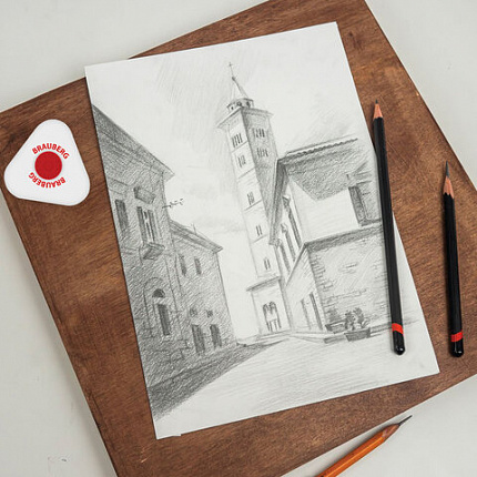 Ластик BRAUBERG "Energy", 45х45х10 мм, белый, треугольный, красный пластиковый держатель, 222473