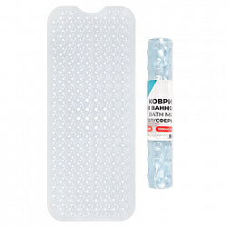 Коврик для ванны противоскользящий 100х40 см, "Полусферы", прозрачный, ПВХ, присоски, PRIMILA (ПРИМИЛА), 700376