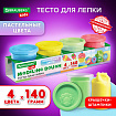Пластилин-тесто для лепки BRAUBERG KIDS, 4 цвета, 560 г, пастельные цвета, крышки-штампики, 106717