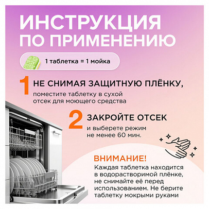 Таблетки для посудомоечных машин 100 шт. SYNERGETIC, биоразлагаемые, бесфосфатные, 102100