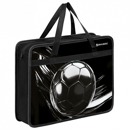 Папка на молнии с ручками BRAUBERG А4, 1 отделение, пластик, 80 мм, "Metal ball", 274499