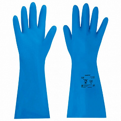 Перчатки нитриловые КЩС, STRONG, химически устойчивые, синие, размер 7-7,5, S (малый), RABBITEX (РАББИТЕКС), 700906